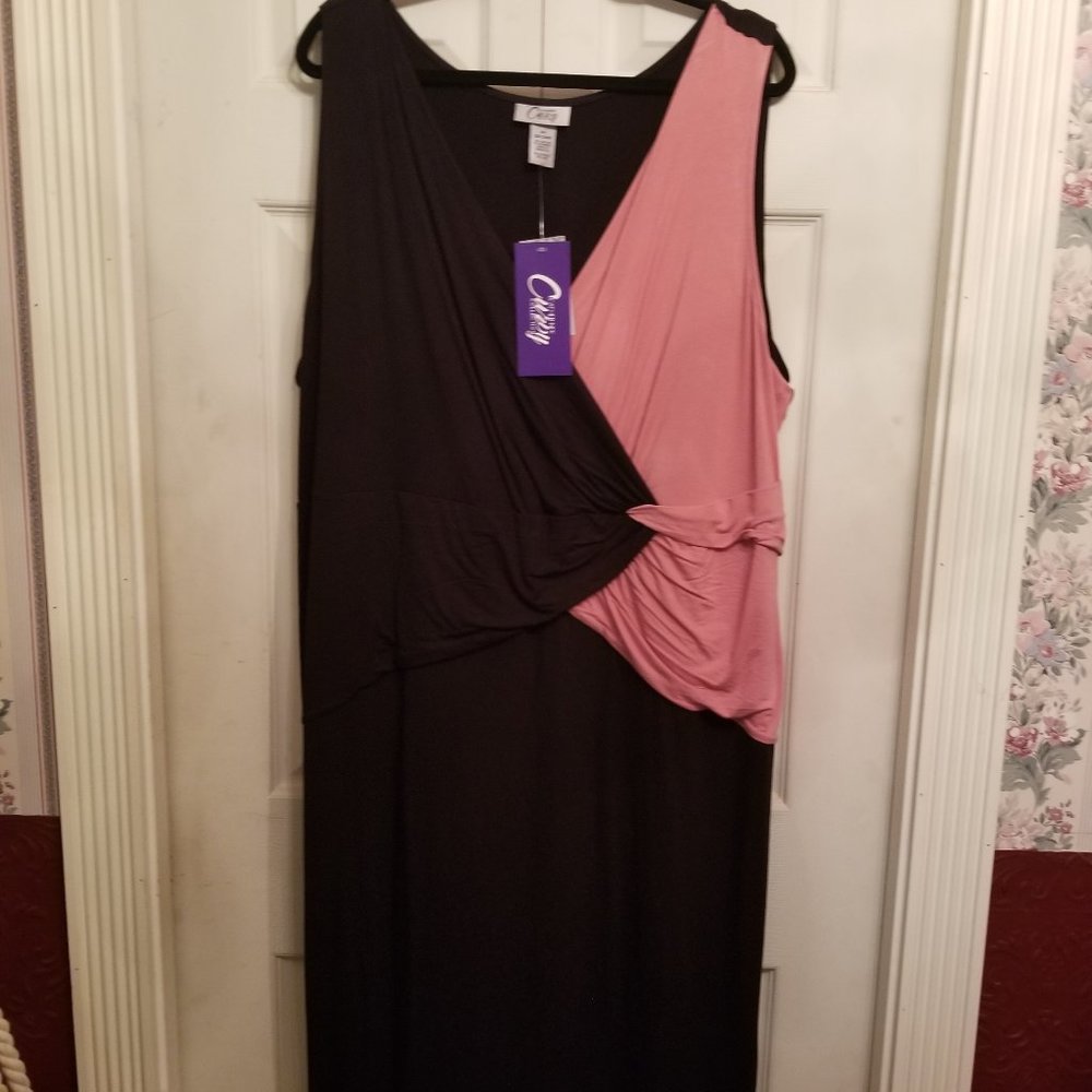 Pink & Black faux wrap dress